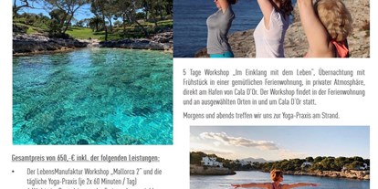 Yogakurs - Bayern - Flyer Mallorca Sommer 2019 - LebensManufaktur & YogaRaum